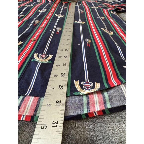 Gant Salty Dog Men's Imperial Poplin Striped Tennis Club Shirt M Navy Novelty - Picture 8 of 8
